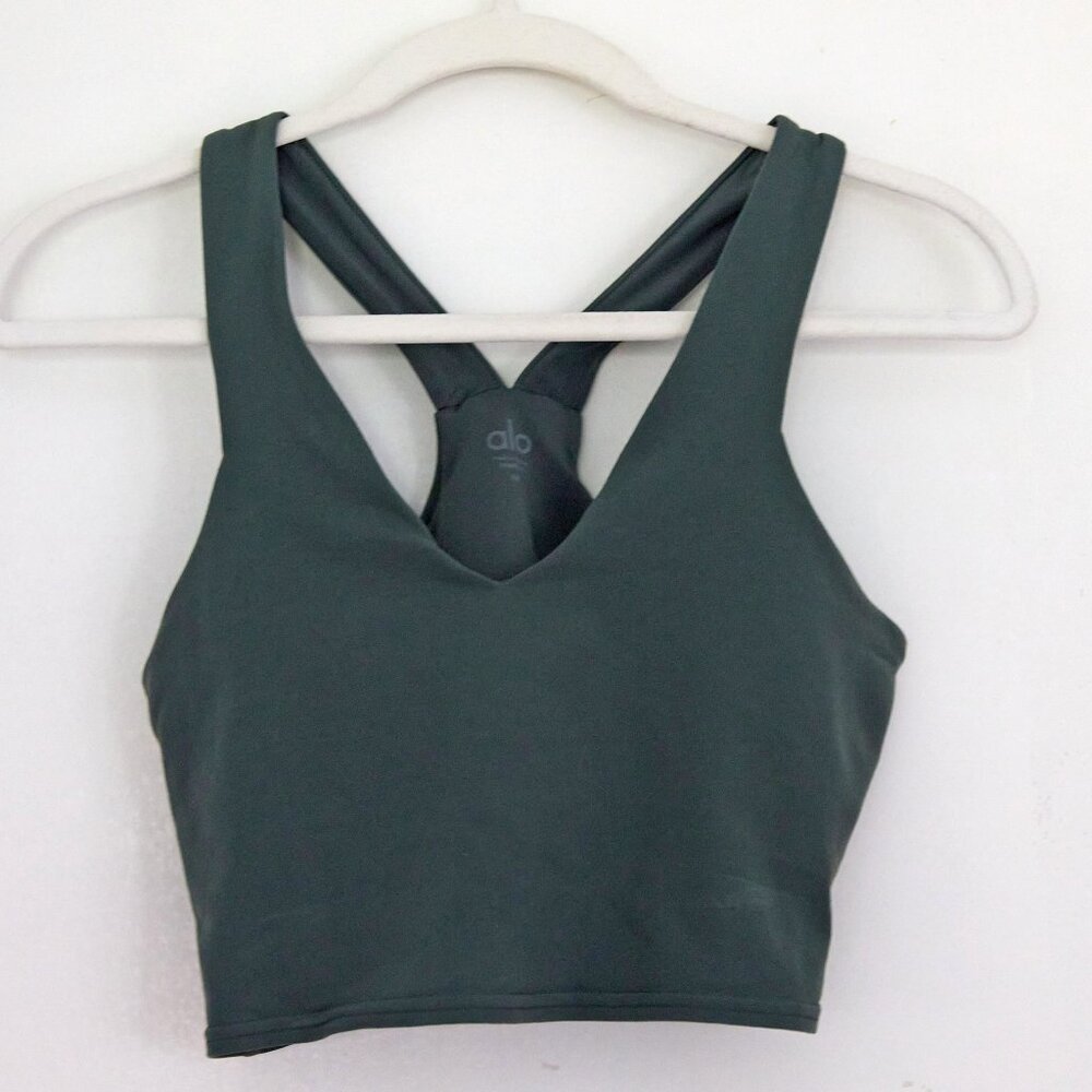 ALO Airbrush Real Bra Tank Green Size M